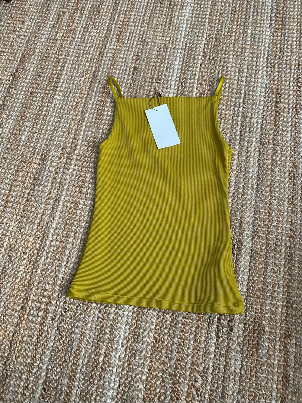 Zara Mustard Ribbed Spaghetti Strap Tank Top - Women